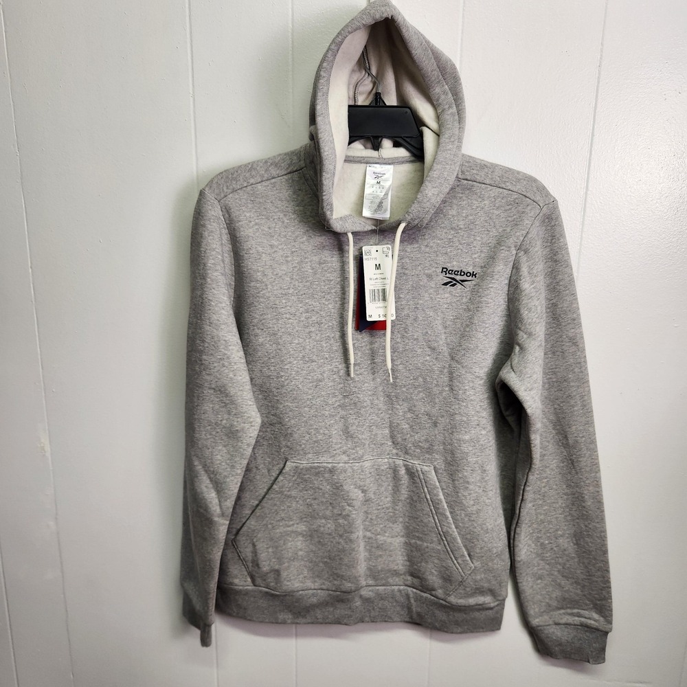 Reebok Hoodie Mens Medium Gray RI Left Chest L Sweatshirt Pullover‎ Training New